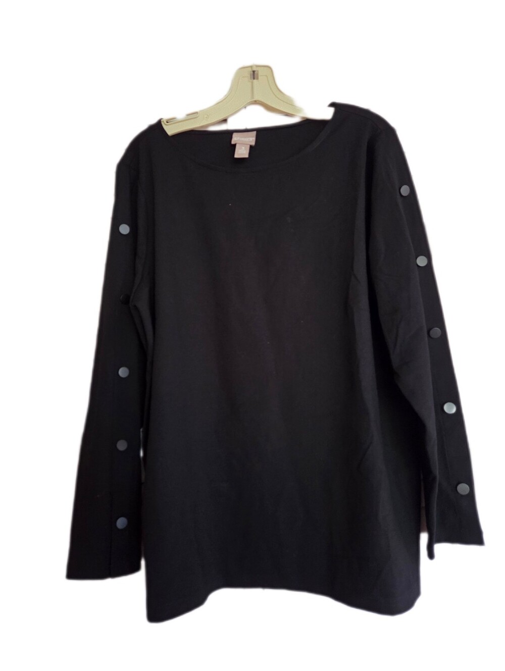Chico's Black Tunic Top Button Detail Witchy Goth Size 3(XL)
